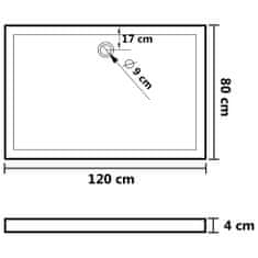 Vidaxl Obdélníková sprchová vanička ABS bílá 80 x 120 cm