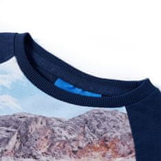 Vidaxl Dětské tričko s dlouhým rukávem Medvědi v krajině námořnicky modré 128