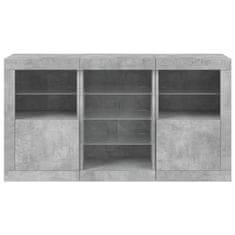 Greatstore Příborník s LED osvětlením betonově šedý 123 x 37 x 67 cm