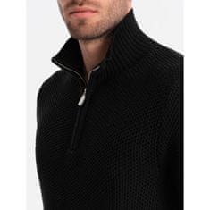 OMBRE Pánský pletený svetr s rozšířeným límcem V3 OM-SWZS-0105 černý MDN124391 S