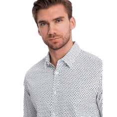 OMBRE Pánská košile SLIM FIT s jemným vzorem bílá MDN124398 S