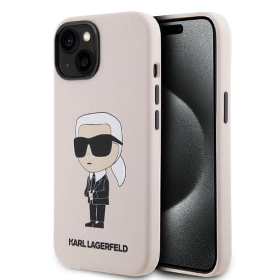 Karl Lagerfeld  Liquid Silicone Ikonik NFT Zadní Kryt pro iPhone 15 Pink