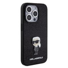 Karl Lagerfeld  Fixed Glitter Metal Ikonik Zadní Kryt pro iPhone 15 Pro Black