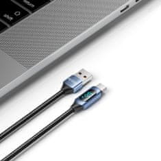 Tech-protect Ultraboost LED kabel USB / USB-C 66W 6A 1m, modrý