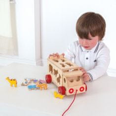 Bigjigs Toys Dřevěné auto se zvířátky LUPOS hnědé