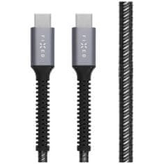 FIXED Dlouhý nabíjecí a datový odolný kabel FIXED Armor s konektory USB-C/USB-C a podporou PD, 2m, USB 2.0, 240W, šedý
