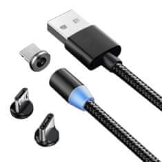 Verk Magnetický nabíjecí kabel 3w1 micro typ-c usb lightning 1m