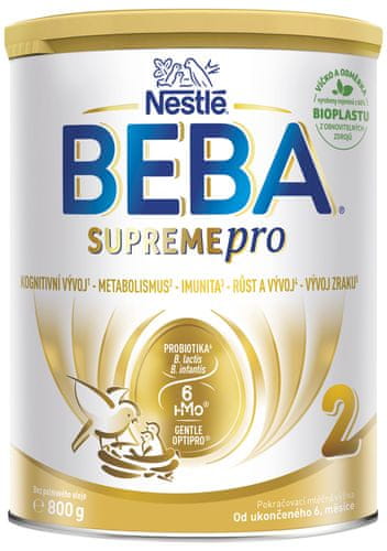 BEBA SUPREMEpro 2, 6 HMO, pokračovací kojenecké mléko, 6 x 800 g