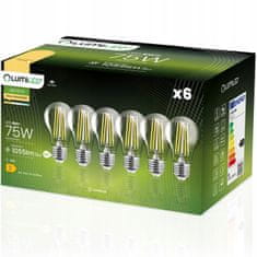 LUMILED 6x LED žárovka E27 A60 8W = 75W 1055lm 3000K Teplá bílá 360° Filament