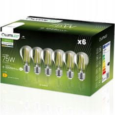 LUMILED 6x LED žárovka E27 A60 8W = 75W 1055lm 4000K Neutrálni bílá 360° Filament