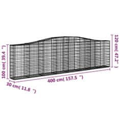 Vidaxl Klenuté gabionové koše 10ks 400x30x100/120cm pozinkované železo