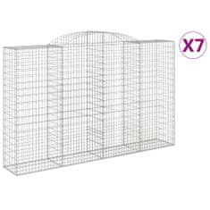 Vidaxl Klenuté gabionové koše 7 ks 300x50x180/200cm pozinkované železo