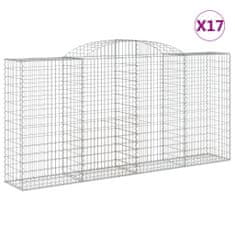 Vidaxl Klenuté gabionové koše 17ks 300x50x140/160cm pozinkované železo