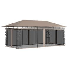 Vidaxl Altán s moskytiérou 6 x 3 x 2,73 m taupe 180 g/m²