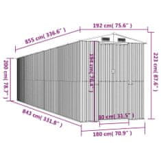 Vidaxl Zahradní kůlna tmavě hnědá 192 x 855 x 223 cm pozinkovaná ocel