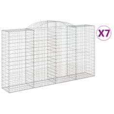 Vidaxl Klenuté gabionové koše 7 ks 300x50x160/180cm pozinkované železo