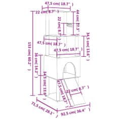 Vidaxl Škrabadlo pro kočky se sisalovými sloupky tmavě šedé 153 cm