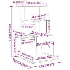 Vidaxl Škrabadlo pro kočky se sisalovými sloupky tmavě šedé 83,5 cm