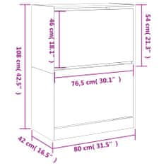 Greatstore Botník se 2 výklopnými zásuvkami bílý 80 x 42 x 108 cm