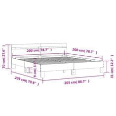 Petromila Rám postele s čelem hnědý dub 200 x 200 cm kompozitní dřevo