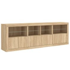 Greatstore Příborník s LED osvětlením dub sonoma 202 x 37 x 67 cm