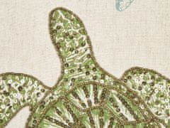 Beliani Sada 2 lněných polštářů se vzorem želvy 45 x 45 cm béžové ALGAE