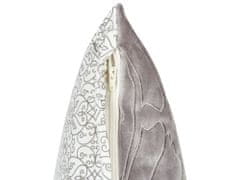 Beliani Sametový polštář s reliéfovým vzorem 45 x 45 cm šedý GLORIOSA