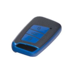 Stualarm TPU obal pro klíč VW Passat B8, modrý-kůže (484VW123LB)