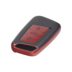 Stualarm TPU obal pro klíč VW Passat B8, červený-kůže (484VW123LR)