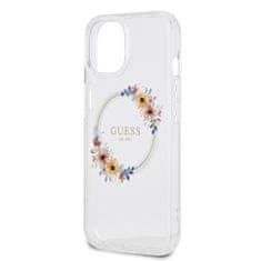 Guess  PC/TPU Flowers Ring Glossy Logo MagSafe Zadní Kryt pro iPhone 15 Plus Transparent