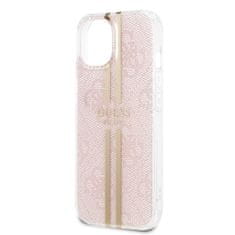 Guess  IML 4G Gold Stripe Zadní Kryt pro iPhone 15 Pink