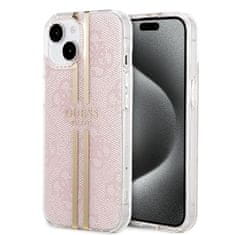 Guess  IML 4G Gold Stripe Zadní Kryt pro iPhone 15 Pink