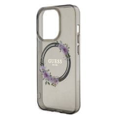 Guess  PC/TPU Flowers Ring Glossy Logo MagSafe Zadní Kryt pro iPhone 15 Pro Black