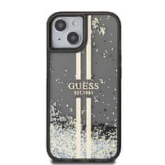 Guess  PC/TPU Liquid Glitter Gold Stripe Zadní Kryt pro iPhone 15 Black