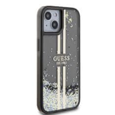 Guess  PC/TPU Liquid Glitter Gold Stripe Zadní Kryt pro iPhone 15 Black