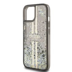 Guess  PC/TPU Liquid Glitter Gold Stripe Zadní Kryt pro iPhone 15 Black