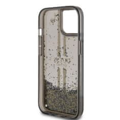 Guess  PC/TPU Liquid Glitter Gold Stripe Zadní Kryt pro iPhone 15 Black