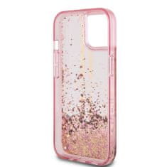 Guess  PC/TPU Liquid Glitter Gold Stripe Zadní Kryt pro iPhone 15 Pro Max Pink