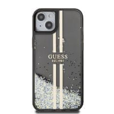 Guess  PC/TPU Liquid Glitter Gold Stripe Zadní Kryt pro iPhone 15 Plus Black