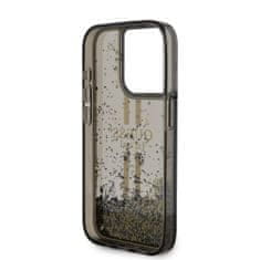 Guess  PC/TPU Liquid Glitter Gold Stripe Zadní Kryt pro iPhone 15 Pro Max Black