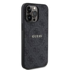 Guess  PU Leather 4G Colored Ring MagSafe Zadní Kryt pro iPhone 15 Pro Max Black