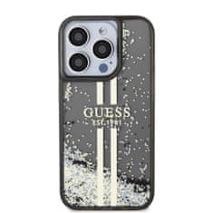 Guess  PC/TPU Liquid Glitter Gold Stripe Zadní Kryt pro iPhone 15 Pro Max Black