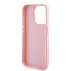 Guess  PU Leather Iridescent Metal Script Zadní Kryt pro iPhone 15 Pro Pink