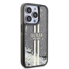 Guess  PC/TPU Liquid Glitter Gold Stripe Zadní Kryt pro iPhone 15 Pro Max Black