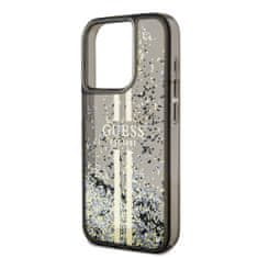 Guess  PC/TPU Liquid Glitter Gold Stripe Zadní Kryt pro iPhone 15 Pro Max Black