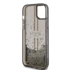 Guess  PC/TPU Liquid Glitter Gold Stripe Zadní Kryt pro iPhone 15 Plus Black