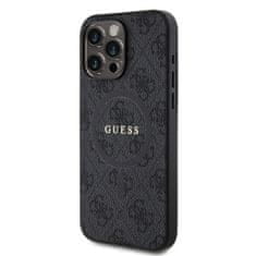 Guess  PU Leather 4G Colored Ring MagSafe Zadní Kryt pro iPhone 15 Pro Max Black