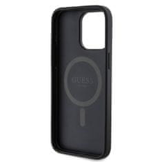 Guess  PU Leather 4G Colored Ring MagSafe Zadní Kryt pro iPhone 15 Pro Max Black