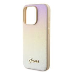 Guess  PU Leather Iridescent Metal Script Zadní Kryt pro iPhone 15 Pro Gold