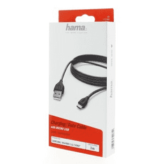 Hama micro USB kabel, 3 m, černý